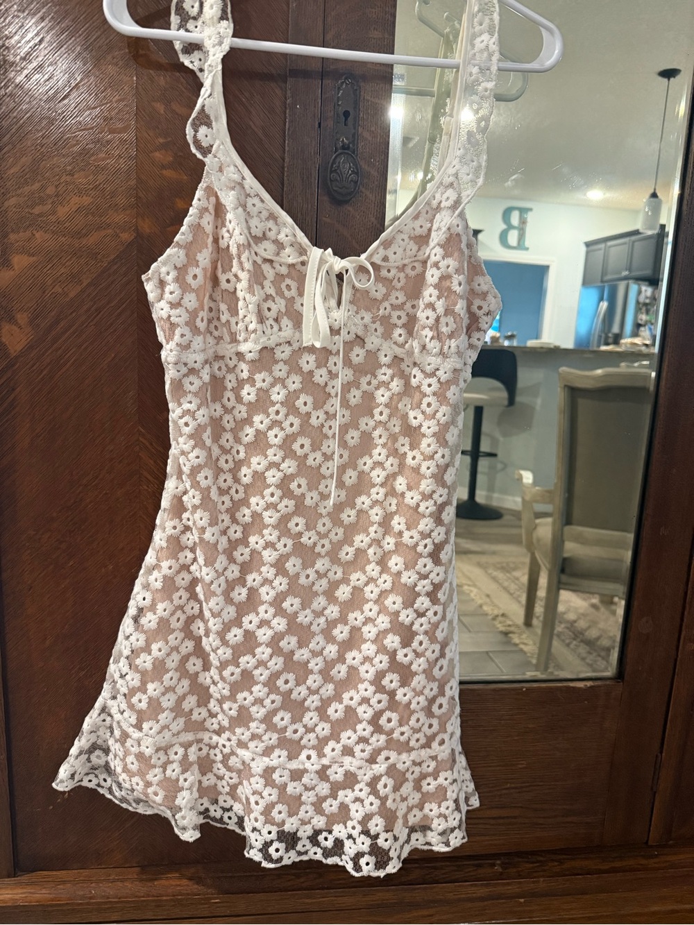 Lace Floral Slip Dress - Ivory